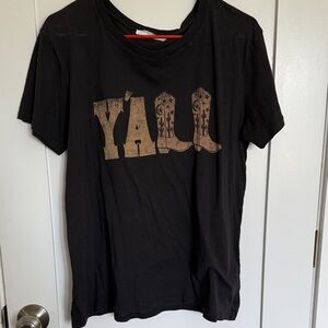 Project Social Western Graphic T-Shirt with 'Y'All' Cowboy Boots Design